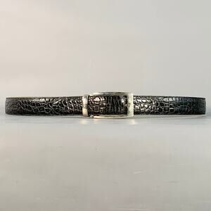 MISSONI Size 43 Black Silver Embossed Leather Belt